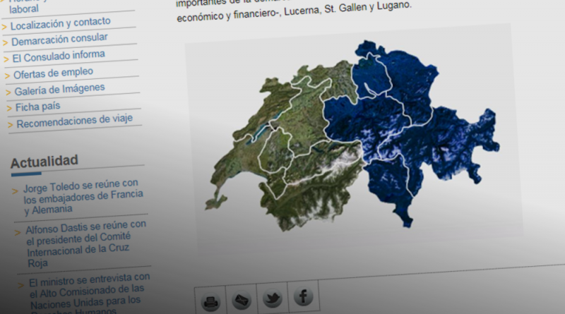 Mapa de Suiza del Consulado de Zúrich