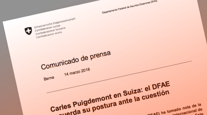 Comunicado de Suiza sobre Puigdemont